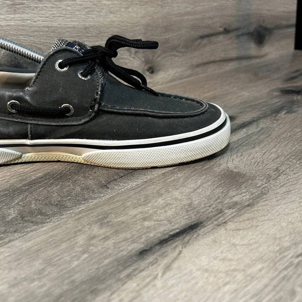 Sperry Top-sider Bahama Boat Shoes Men's 9 M Gray/black Canvas Beach